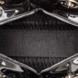 مملوكة مسبقًا Dior Black Large Patent Cannage Lady Dior
