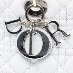 Pre Owned حقيبة ديور ليدي كاناج جلد خروف أبيض كبير