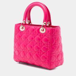 مملوكة مسبقًا Dior Pink Medium Lambskin Cannage Lady Dior