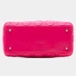 مملوكة مسبقًا Dior Pink Medium Lambskin Cannage Lady Dior