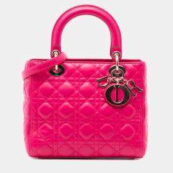 مملوكة مسبقًا Dior Pink Medium Lambskin Cannage Lady Dior