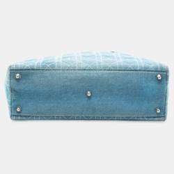 Pre Owned حقيبة يد ديور كاناج دينيم أزرق كبير بمقابض أكريليك ليدي ديور