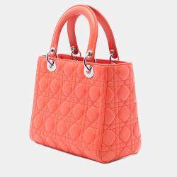 Pre Owned حقيبة ديور كاناج جلد حمل متوسط برتقالي