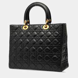 مملوكة مسبقًا Dior Black Large Lambskin Cannage Lady Dior