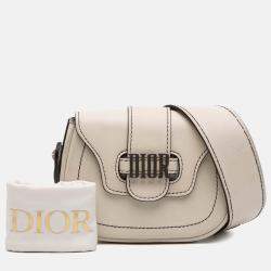 Pre Owned حقيبة سرج ديور ديفنس جلد صغيرة بيضاء