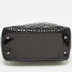 Pre Owned Dior Soft lady Dior Black Cannage Patent Leather Tote