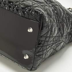 Pre Owned Dior Soft lady Dior Black Cannage Patent Leather Tote