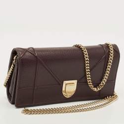 Pre Owned محفظة بسلسلة ديور ديوراما جلد وردي أبيض فاتح