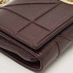 Pre Owned محفظة بسلسلة ديور ديوراما جلد وردي أبيض فاتح