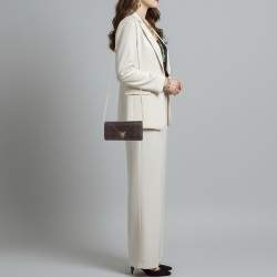 Pre Owned محفظة بسلسلة ديور ديوراما جلد وردي أبيض فاتح