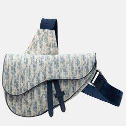 مملوكة مسبقًا Dior Blue Kasuri Oblique Canvas Saddle Crossbody