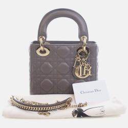 Pre Owned Dior Mini Lambskin Cannage Lady Dior