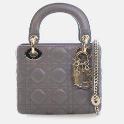 Pre Owned Dior Mini Lambskin Cannage Lady Dior