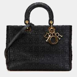 مملوكة مسبقًا Christian Dior Dior Lady Handbag Shoulder Bag Black Leather