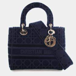 مملوكة مسبقًا Dior Blue Medium Velvet Cannage Lady D Lite
