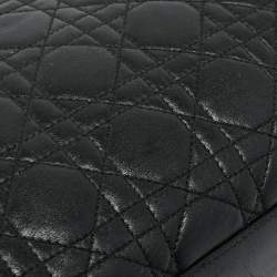 Pre Owned حقيبة يد ديور سوفت ليدي ديور صغيرة جلد كاناج أسود