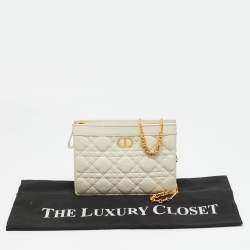 مملوكة مسبقًا Dior Caro Every Dior Off White Cannage Leather Pouch