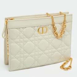 مملوكة مسبقً ا Dior Caro Every Dior Off White Cannage Leather Pouch