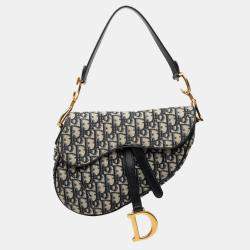 Pre Owned Dior Blue Oblique Canvas Saddle Bag
