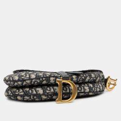 Pre Owned Dior Blue Oblique Canvas Saddle Bag