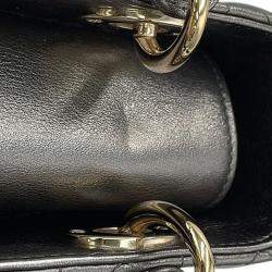 مملوكة مسبقًا حقيبة ديور ليدي ديور معدنية رمادية جلد خروف مقاس صغير