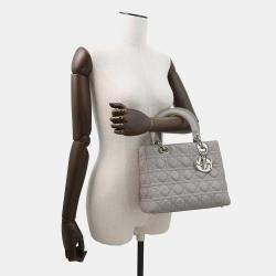 مملوكة مسبقًا Dior Lady Dior Canage Gray Leather Size Medium