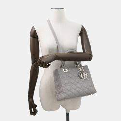 مملوكة مسبقًا Dior Lady Dior Canage Gray Leather Size Medium