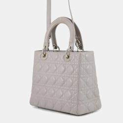 مملوكة مسبقًا Dior Lady Dior Canage Gray Leather Size Medium