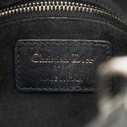 Pre Owned حقيبة ديور ليدي صغيرة جلد عجل بشك لمعة زهور سوداء ديور