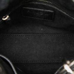 Pre Owned حقيبة ديور ليدي صغيرة جلد عجل بشك لمعة زهور سوداء ديور