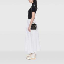 Pre Owned حقيبة ديور ليدي صغيرة جلد عجل بشك لمعة زهور سوداء ديور