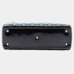 Pre Owned Dior Black Large Patent Cannage Lady Dior