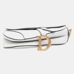 مملوكة مسبقًا حقيبة سرج جلد عجل محبب أبيض ديور