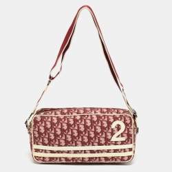 Pre Owned Dior Trotter Rasta 2 Red Diorissimo Coated Canvas Messenger Bag