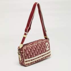 Pre Owned Dior Trotter Rasta 2 Red Diorissimo Coated Canvas Messenger Bag