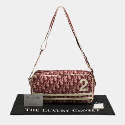 Pre Owned Dior Trotter Rasta 2 Red Diorissimo Coated Canvas Messenger Bag