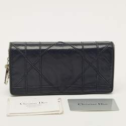 Pre Owned محفظة ديور ليدي ديور سلسلة جلد لامع كاناج خردلية