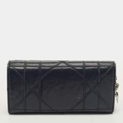 Pre Owned محفظة ديور ليدي ديور سلسلة جلد لامع كاناج خردلية