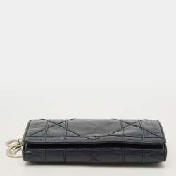 Pre Owned محفظة ديور ليدي ديور سلسلة جلد لامع كاناج خردلية