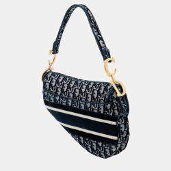 Pre Owned حقيبة سادل مخمل مطرزة أوبليك زرقاء ديور