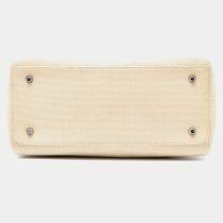 Pre Owned حقيبة يد ديور ليدي ديور قماش أبيض متوسطة