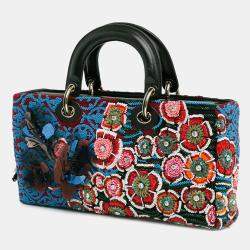 مملوكة مسبقًا Dior Blue Medium Beaded Ribbon Embroidered Floral Lady D Joy