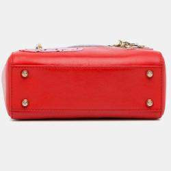 مملوكة مسبقًا Dior Red Mini Calfskin Sequin Embellished Lady Dior