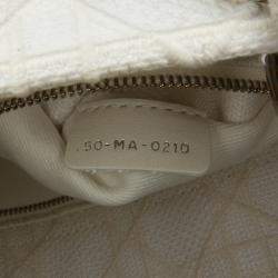 Pre Owned Dior White Medium Canvas Cannage Lady D Lite