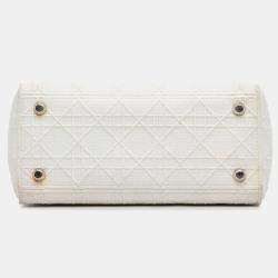 Pre Owned Dior White Medium Canvas Cannage Lady D Lite
