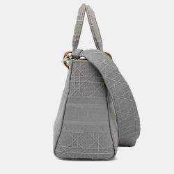Pre Owned Dior Grey Medium Canvas Cannage Lady D Lite