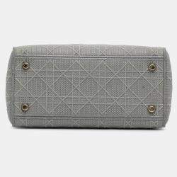 Pre Owned Dior Grey Medium Canvas Cannage Lady D Lite