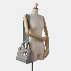 Pre Owned Dior Grey Medium Canvas Cannage Lady D Lite