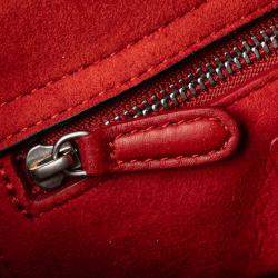 مملوكة مسبقًا حقيبة ديور ليدي ديور زهور مرصعة كاناج جلد عجل منقوش صغيرة حمراء