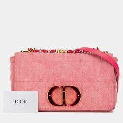 Pre Owned Dior Pink Medium Denim Macrocannage Caro Bag